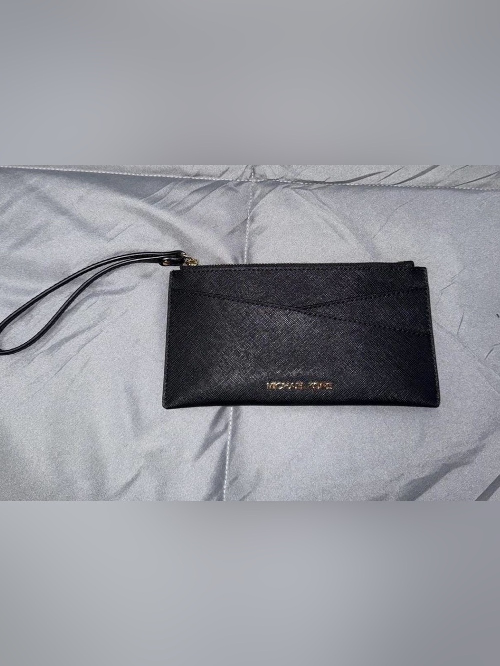Michael Kors Black Wristlet Cardholder with Gold Logo